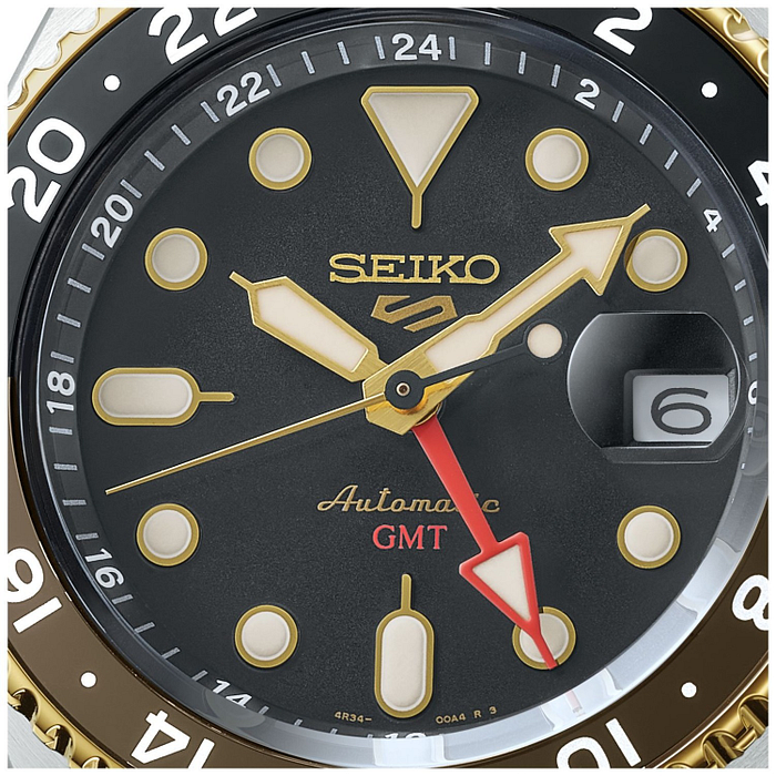 Seiko 5 Sports SKX GMT Automatic Mocha Black Dial Brown Leather Strap Watch For Men - SSK036K1 - Image 9